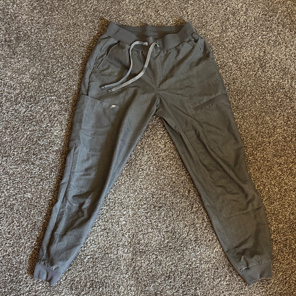 Womens Charcoal fabletics scrub Pants with Drawstring Waist